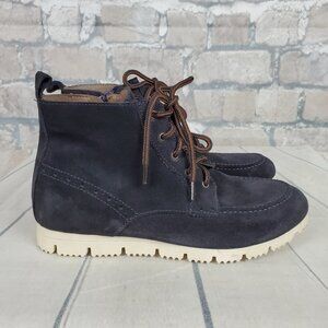 Massimo Dutti Botin Peil Serraje Azul Suede Boots Navy Lace  Up Size 39